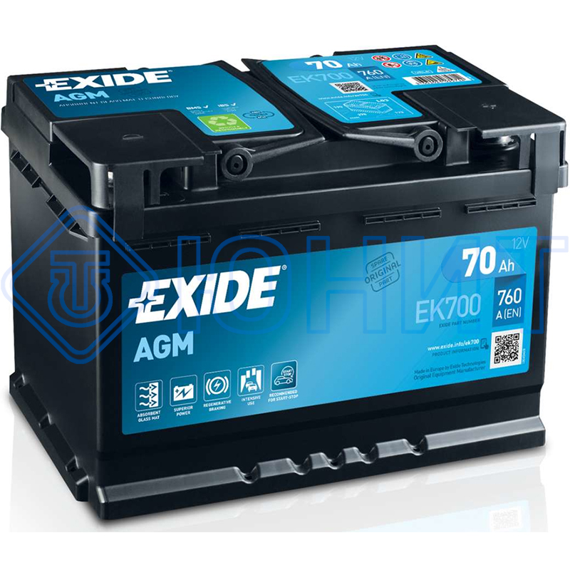 Аккумулятор автомобильный EXIDE AGM EK700